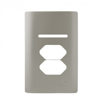 Placa P/ 1 Interruptor + Tomada dupla 4x2 - Novara Aço Placa P/ 1 Interruptor + Tomada dupla 4x2 - Novara Aço